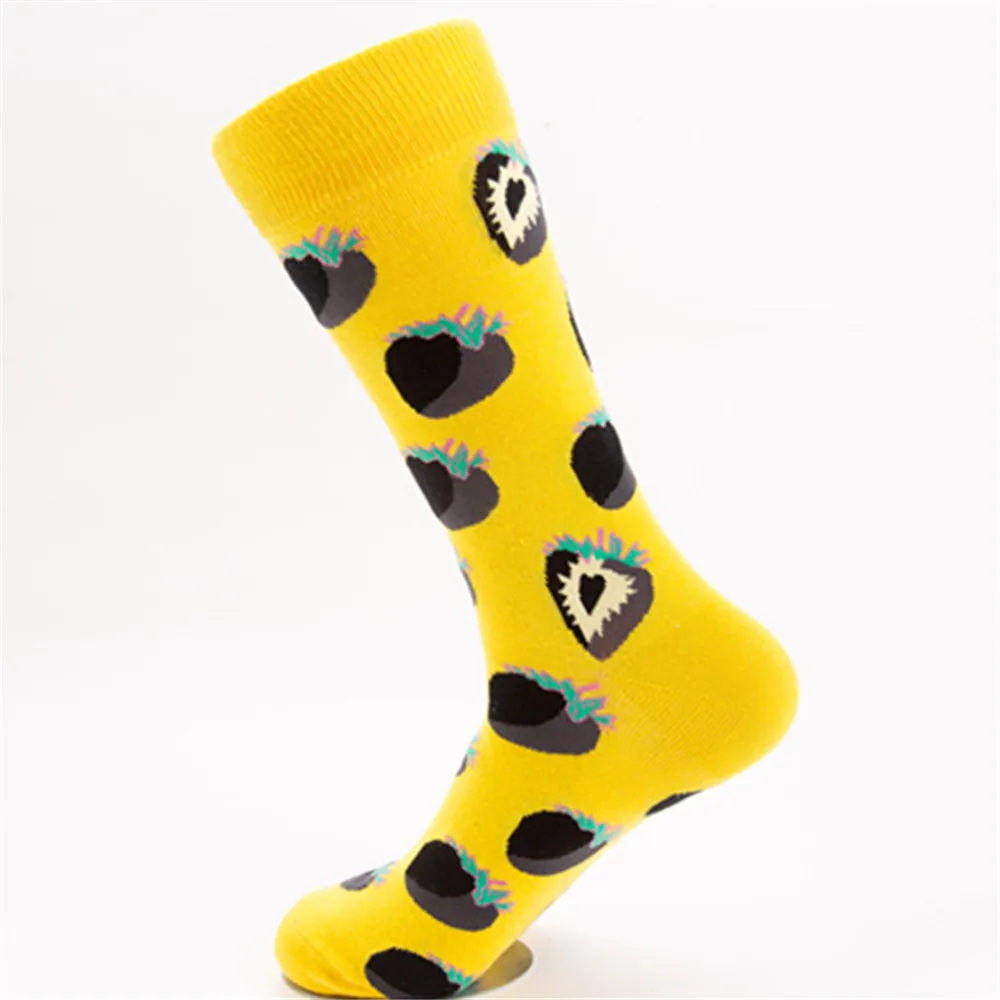 FOURETAW/1 пара, модные милые носки в стиле Харадзюку, Skarpetki, женские носки, фрукты клубники, малиновый узор, женские забавные носки