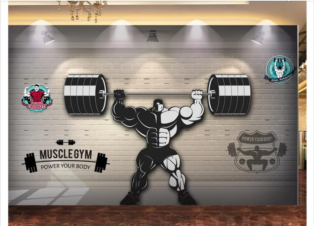 Фотообои на заказ 3d фотообои обои 3D для спортзала тяжелой атлетики спорта