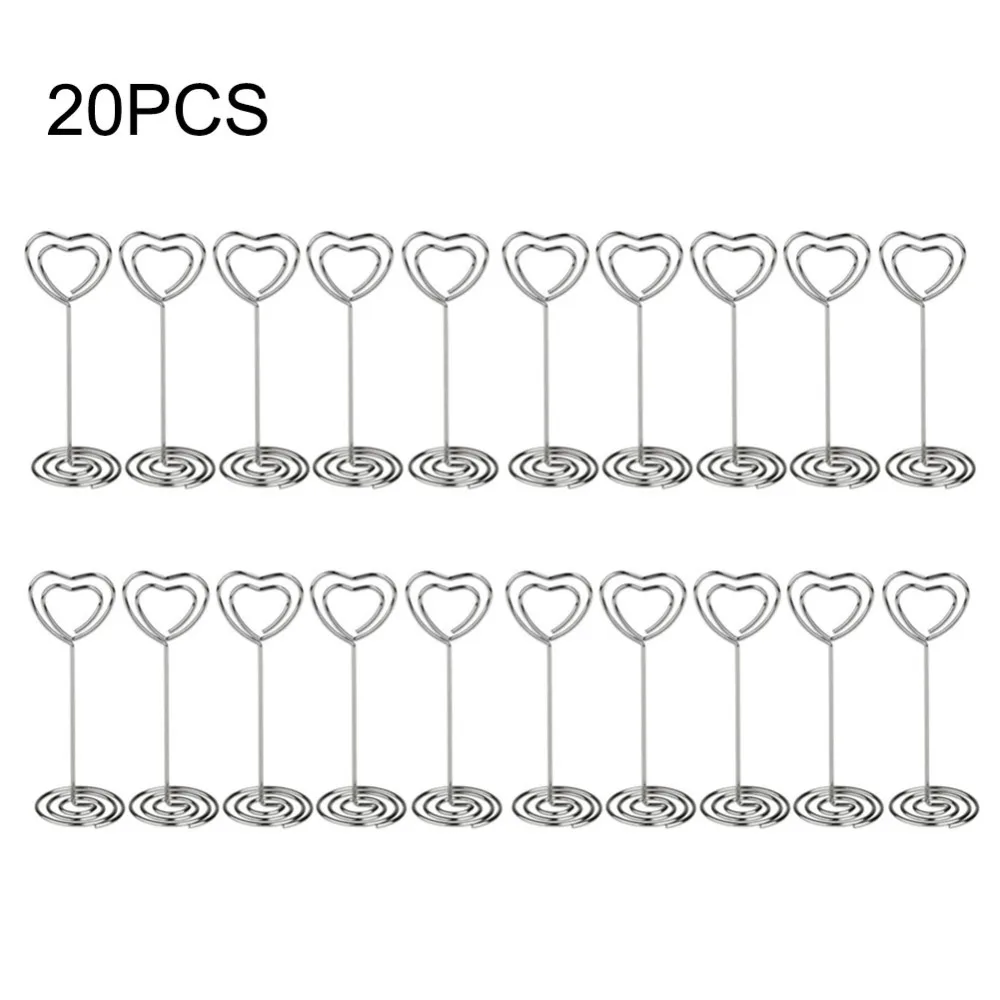 

20pcs/set Place Card Holder Heart Shape Clips Wedding Favors Place Card Holder Table Photo Memo Number Name Clips Base