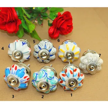

Vintage Pumpkin Cabinet Knobs European Furniture Handles Ceramic Door Knob Drawer Cupboard Kitchen Pull Knobs,40*25mm,2Pcs