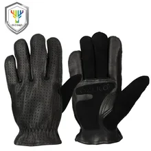 OZERO черные перчатки летние кожаные из Натуральной Кожи Мотоциклетные козья кожа мотоциклист Байкер гоночная езда мото-перчатки мужские 5018