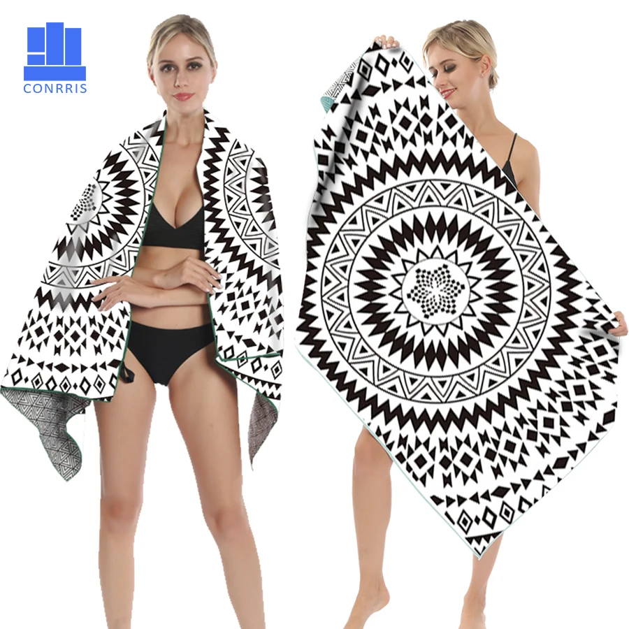 

GNORRIS Printed Microfiber rectangle towels Quick drying Travel Sports towel Blanket Bath Swimming Pool Camping beach towel