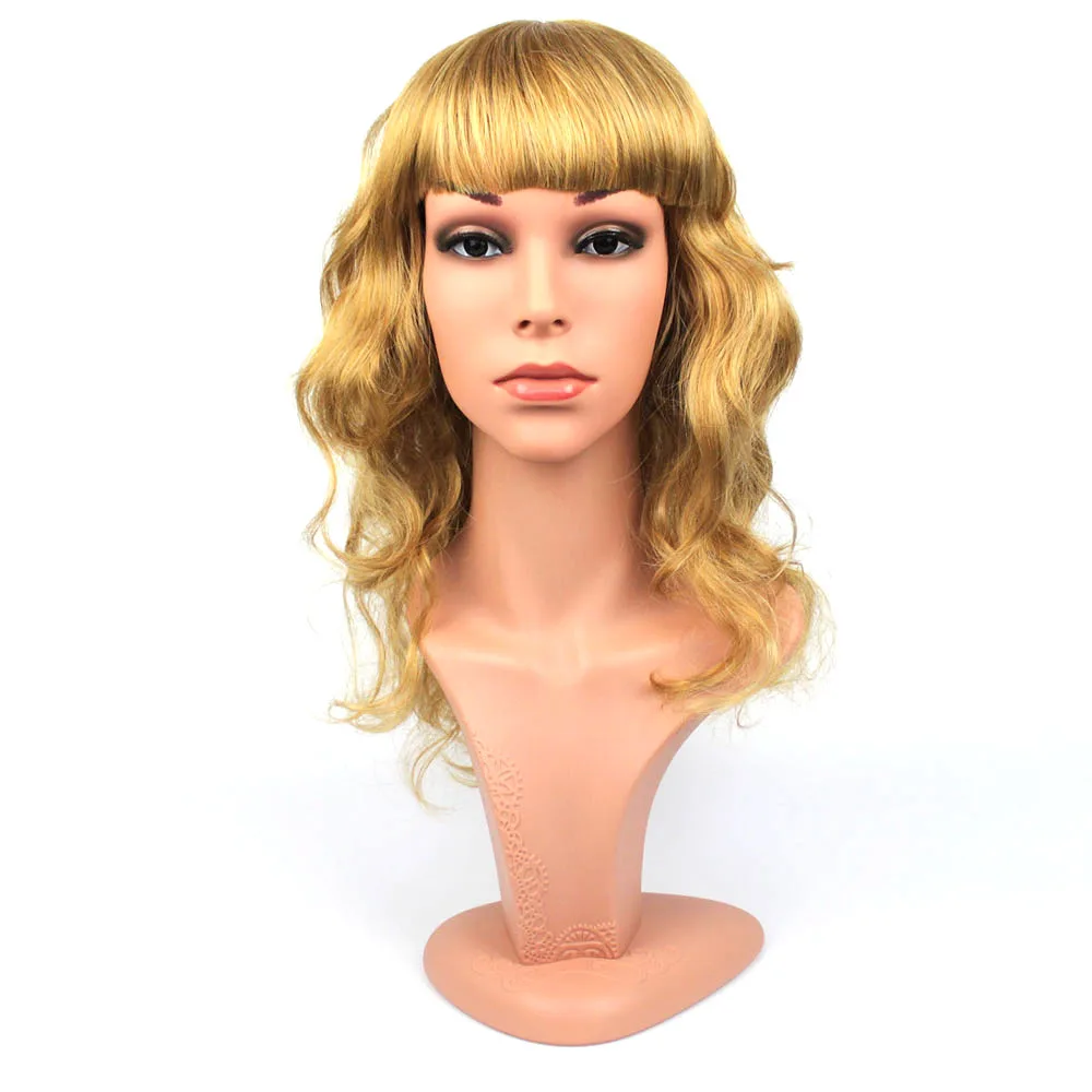 Realistic PE Female Mannequin Head With Hair,Mannequin Dummy Head For