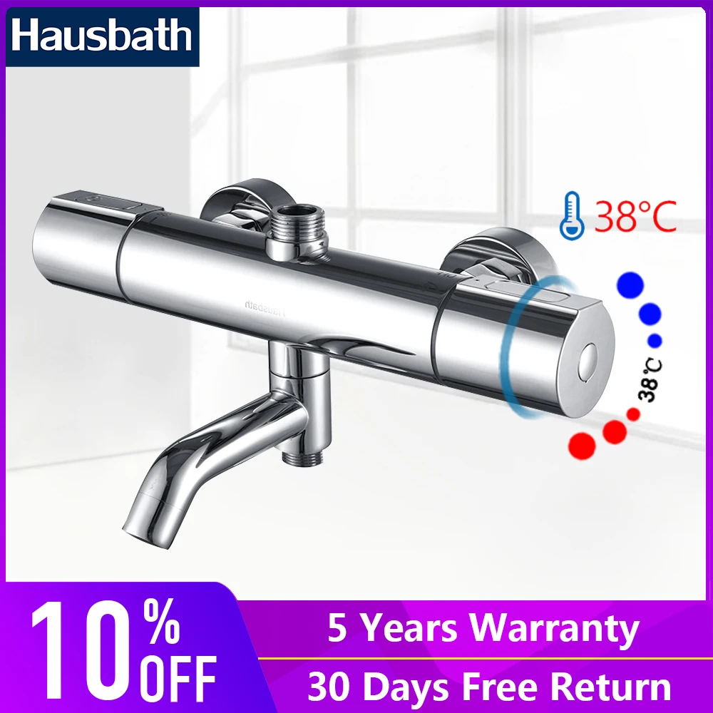 HOMELODY Chrome Thermostatic Bath Mixer Shower Bar Valve Bathroom Waterfall Mixer Tap,Wall