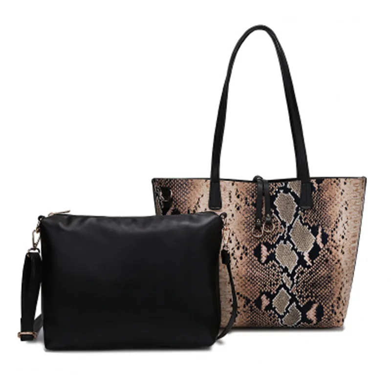 

2019 new female bun mother mummy bag European and American fashion casual tote bag color matching serpentine shoulder bag