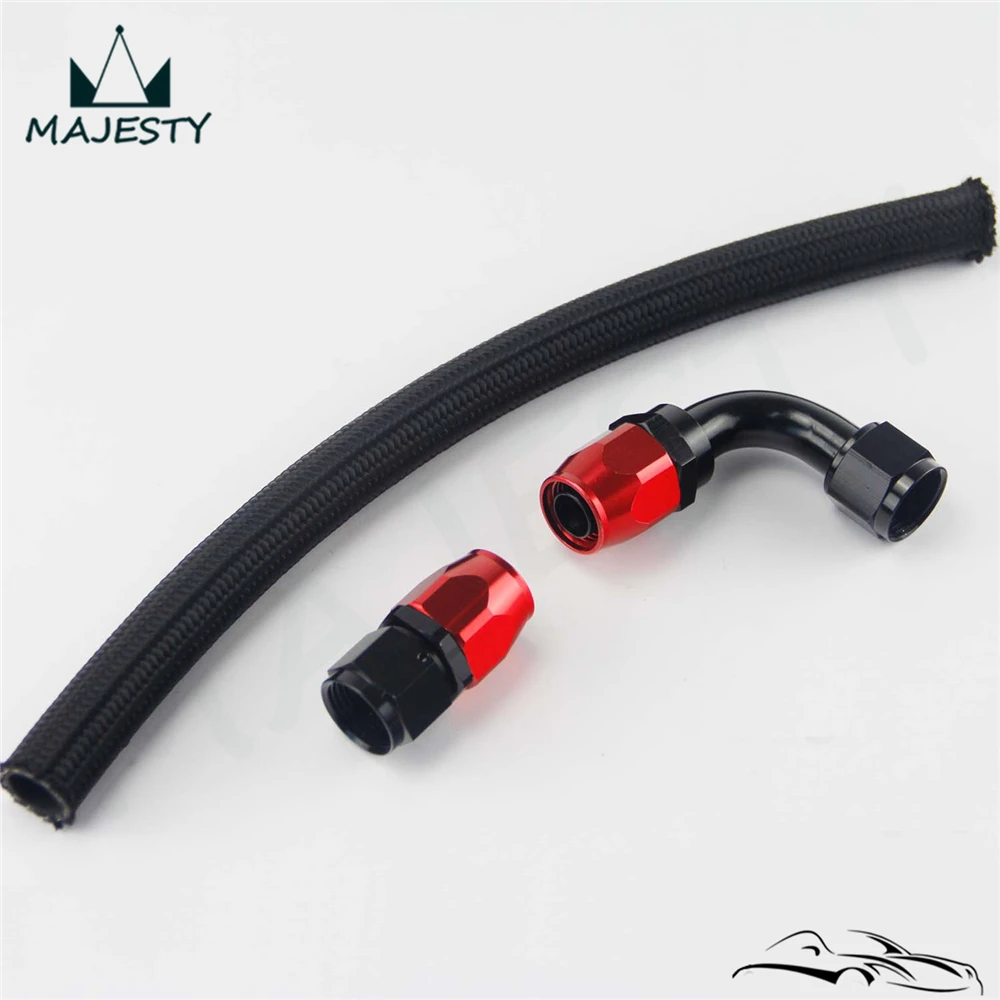 AN12 12 AN STEEL/NYLON NBRAIDED OIL/FUEL LINE HOSE+STRAIGHT+90 degree