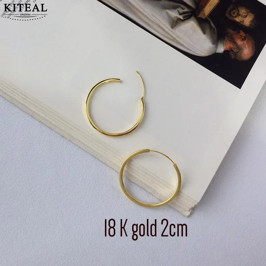Золотой/Серебряный цвет 925 пробы серебряные серьги-кольца покрытые золотом для женщин и мужчин круглые серьги ювелирные кольца - Окраска металла: Gold 2cm