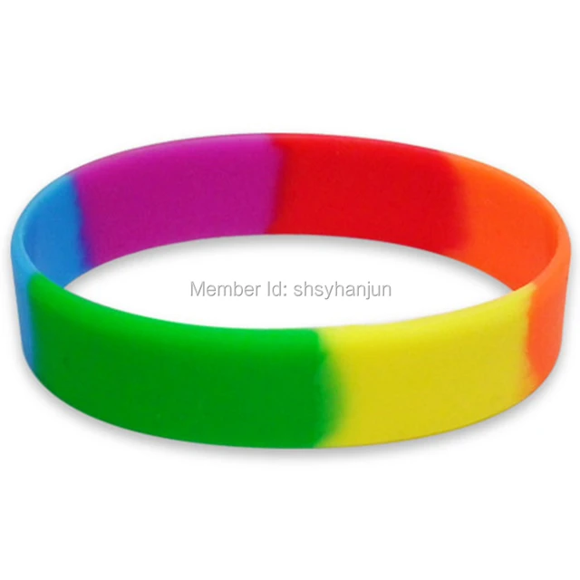 Aliexpress 300pcs Rainbow Pride Wristband Silicone 300pcs Rainbow Pride Wristband Silicone Bracelets Red Orange Yellow Green Blue Purple Segmented Free Shipping By