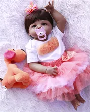 55cm Full Body Silicone Reborn Baby Doll Toy 22inch Black Skin Newborn Girl Princess bebe reborn for girls NPKCOLLECTION