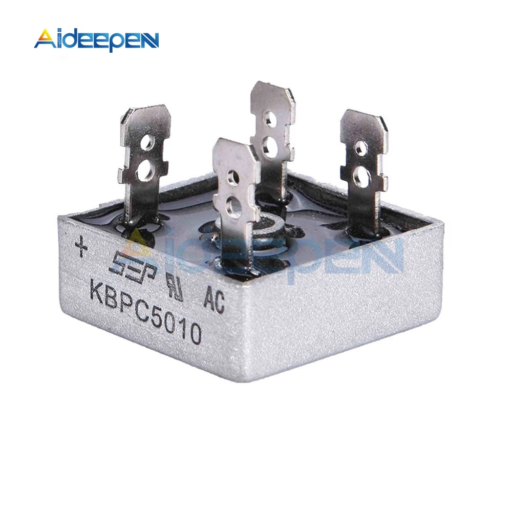 

1PCS KBPC5010 50A 1000V Bridge Rectifier Metal Case for Maximum Heat Dissipation 2.8cm Square Diode Bridge