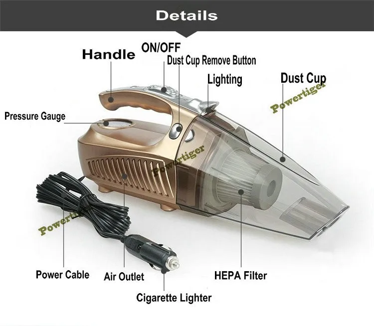 Автомобильный пылесос влажный и сухой 12 В, 60 Вт аспиратор de po portatil автомобильный пылесос давление в шинах воздушный насос с освещением