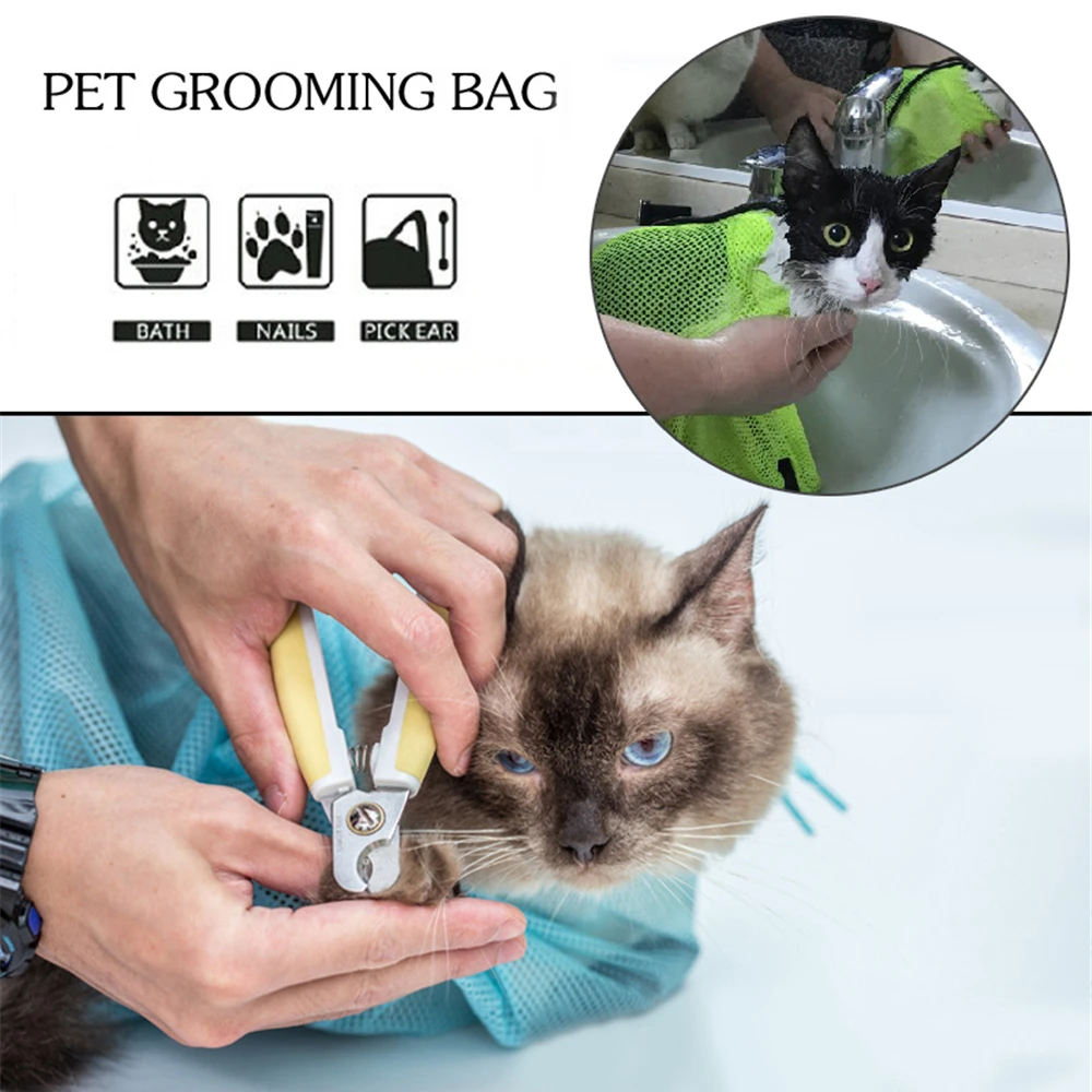 

Multifunctional Cat Grooming Bag Pets Bath Washing Mesh Bags For Cats Scratch Proof Biting Cleaner Nail Cutting Shower Supplies