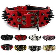 2inch Wide Cool Sharp Spiked Studded Leather font b Dog b font font b Collars b