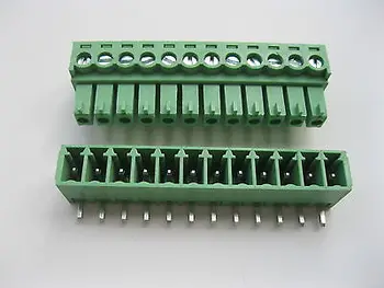 

12 pcs Screw Terminal Block Connector 3.5mm Angle 12 pin Green Pluggable Type