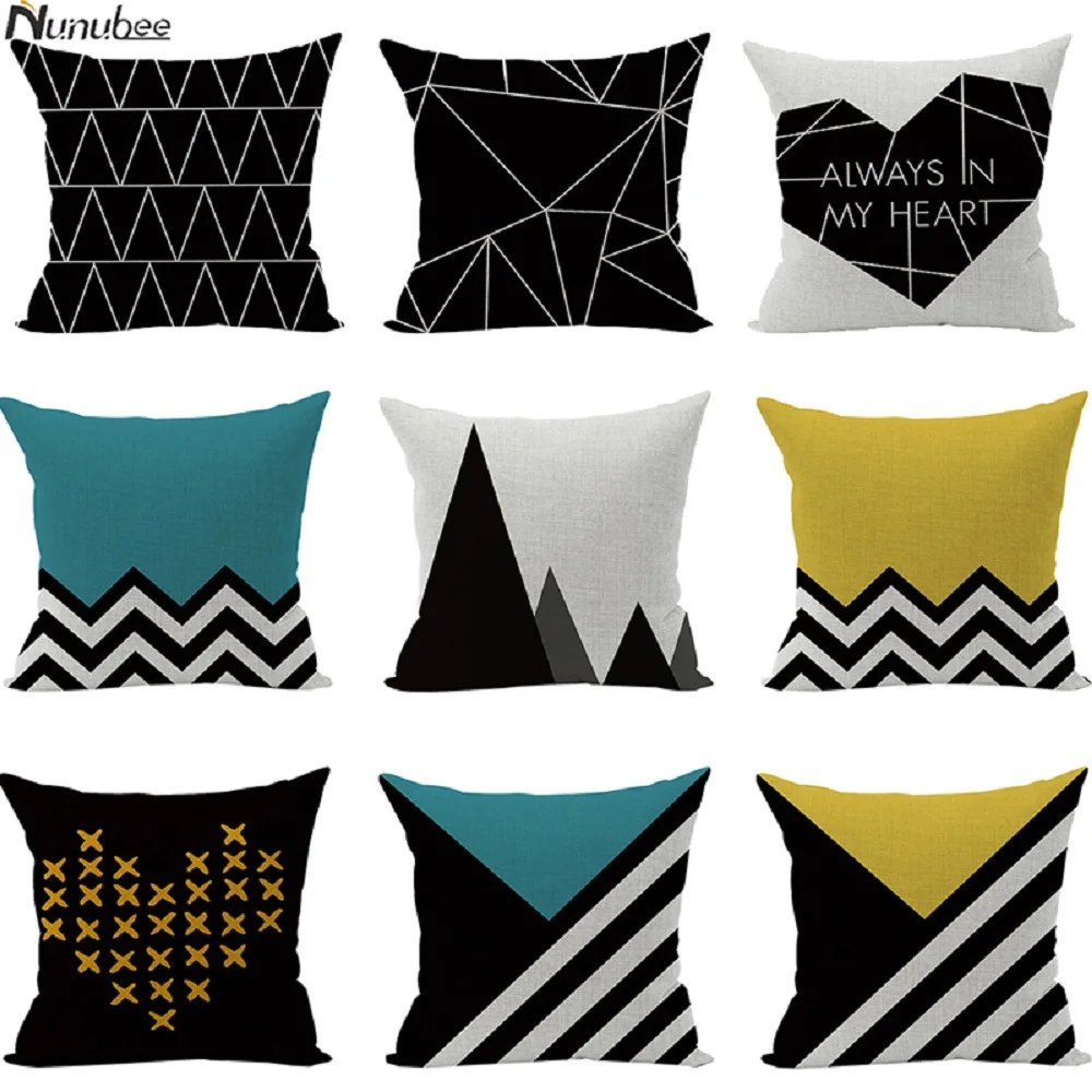 

Nunubee striped geometric print pillowcase small pillow nap pillowcase living room car sofa lumbar cushion cover 45X45 CM