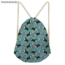 TWOHEARTSGIRL/переносная сумка на шнурке для девочек; Бернская горная собака; принты; сумки на шнурке; женская обувь для хранения; милая сумка для путешествий