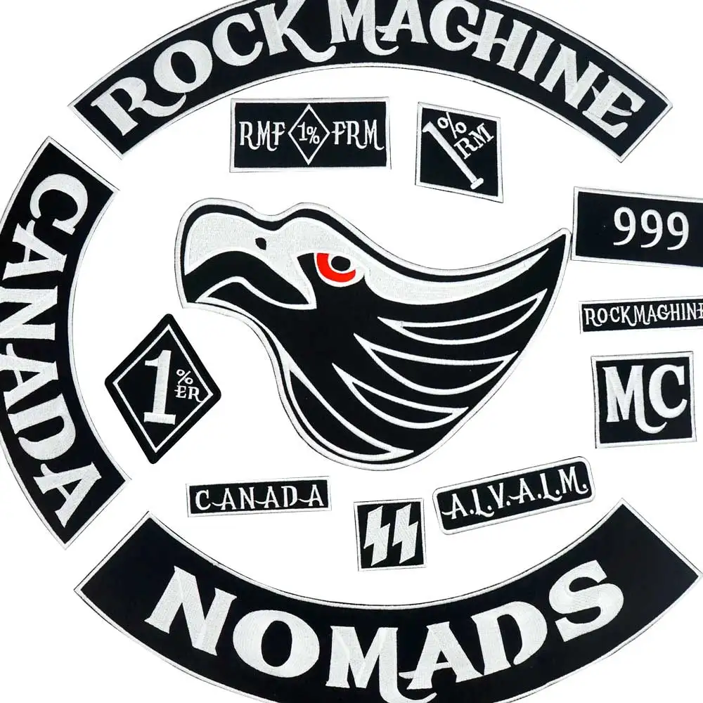 

ROCK MAGHINE CANADA NOMAD Biker Patch BACKING Embroidered biker Patches Badge 13 PCS/SET