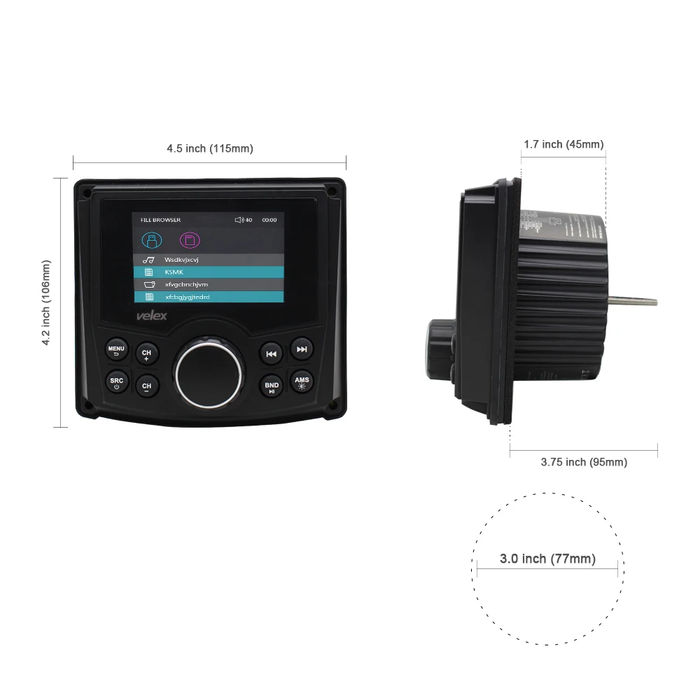 Wasserdicht Bluetooth Marine Digital Media Stereo Empfänger mit Audio/Video-player AM FM Radio Stre
