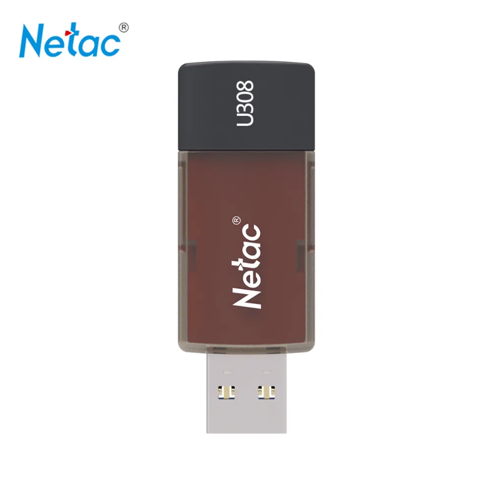 Netac Original U308 USB 3.0 Flash Drive 128GB 64GB 32GB 16GB 8GB Pen Drive Capless Slider U Drive Memory Stick Retail Packaging