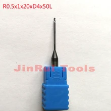 1pc R0 5 1 20 D4 50L 1mm 2Flutes HRC55 solid carbide Long neck Ball Nose