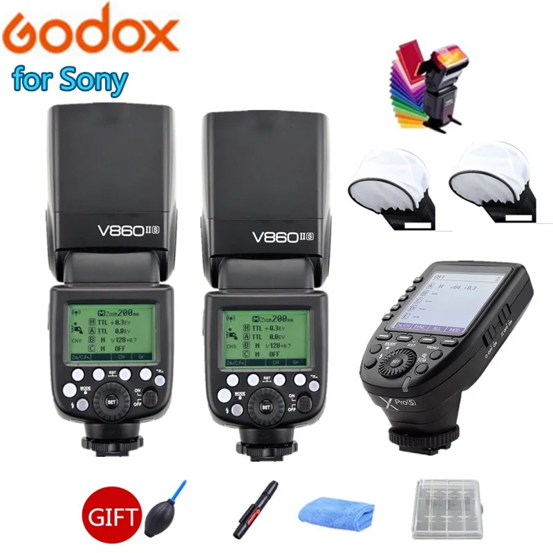 2x Godox Flash V860II-S V860IIS камера Speedlite 2 4G Беспроводная X СИСТЕМА HSS 1/8000 s с литий-батареей +