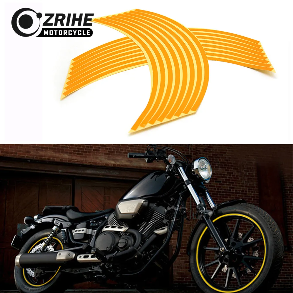 Universal for honda CB400 CBR600 1000RR 16 Pcs Bike Motorcycle Car Tape  Strips Wheel Stickers And Decals 17" 18" Reflective Rim