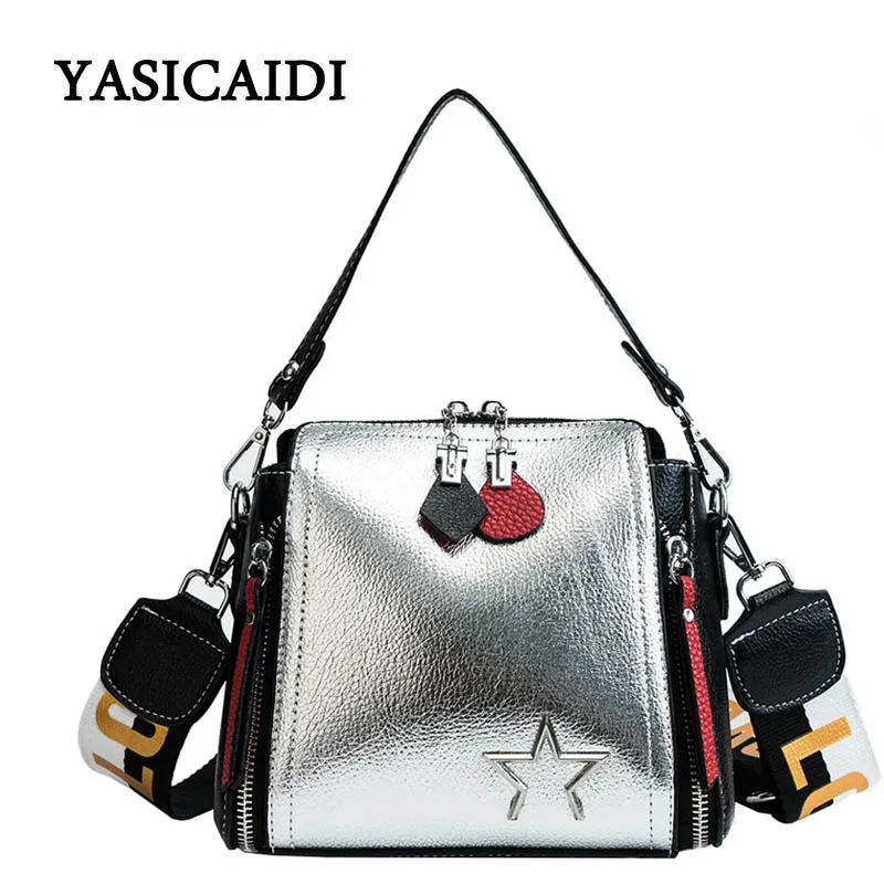 

Luxury Handbags Women Designer PU Leather Bags for Women 2018 Large Hand Bag Wide Shoulder Strap Bright Faced Bucket Bag