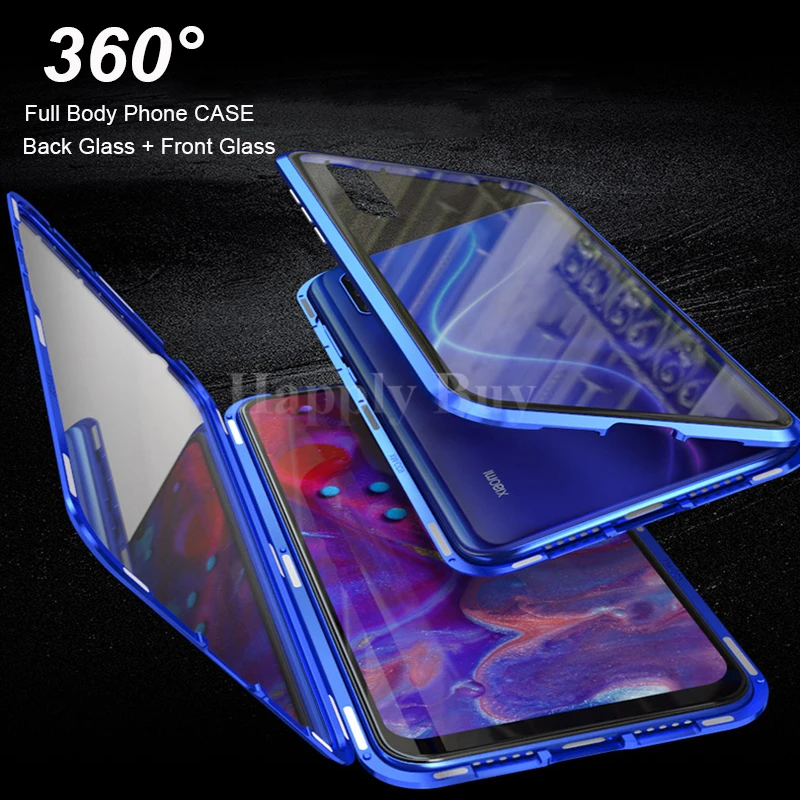 

For Xiaomi cc9 Case 360 Full Body Coverage Magnetic Case For Xiaomi Mi cc9 Cover Front+Back double-sided Glas Cases Metal Bumber