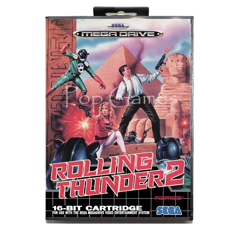 Наклейка Rolling Thunder 2 US с коробкой для 16-битной игровой карты Sega MD Mega Drive
