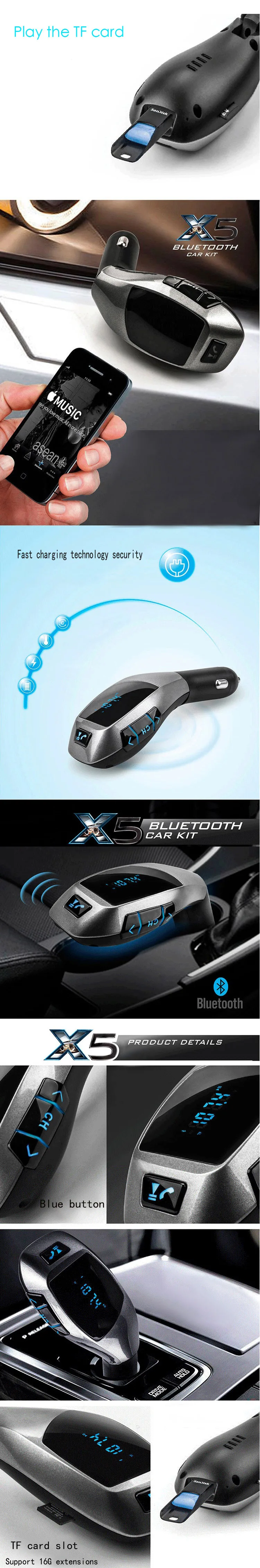 BGreen автомобильное использование Bluetooth MP3 плеер Поддержка SD карты U диск FM радио телефонный звонок с USB микрофоном