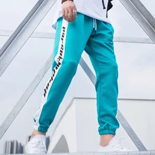 Новые мужские спортивные штаны в стиле хип-хоп с принтом, с боковыми полосками и карманами, мужские винтажные спортивные штаны, модные мужские Штаны для бега