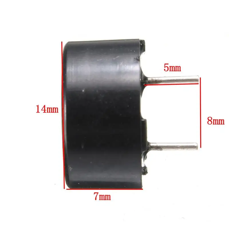 Горячая черный пластик 14x7 мм 2 штифта пассивный Пьезозуммер AC1-3V пьезодатчик с летящими свинцовыми акустическими компонентами