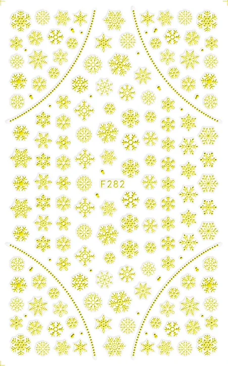 1 шт рождественские Блестки для ногтей 3D дизайн снежный цветок голубое золото переводные наклейки для маникюра украшения для ногтей Сделай Сам обертка F282 - Цвет: F282 Gold