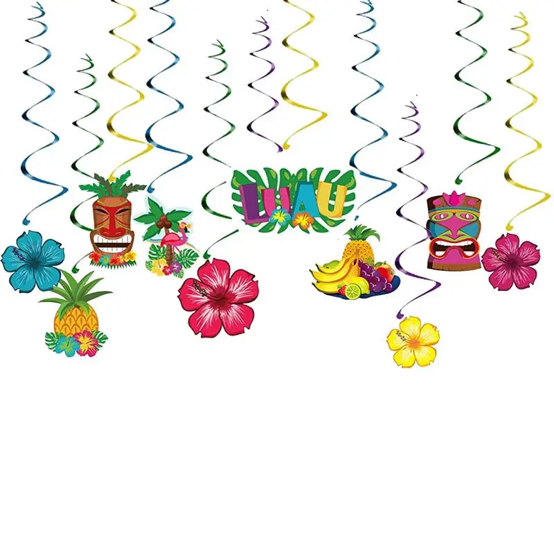 

30PCS Luau Party Decorations Flowers Fruits Hanging Banners Swirl Hawaiian Party Supplies Birthday Party Beach BBQ DecorFavors