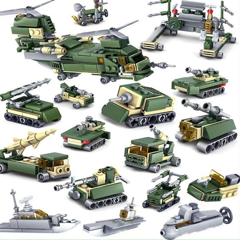 401PCS Helicopter Tank Building Blocks 16in1 Military Vehicle Compatible legoed city Army weapon bricks Educational Children Toy