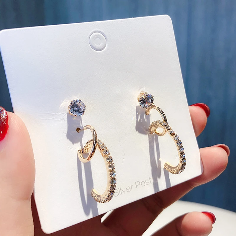 6PCS/SET Korea Simple Rhinestone Size Semicircular Ear Circle Earrings Geometric Stud for Women Jewelry | Украшения и аксессуары