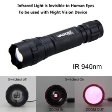 IR 940nm 7W Night Vision Night Vision Infrared LED Zoom Hunting Flashlight Light(Includes Pressure Switch) uniquefire 1503 t50 ir 940nm infrared light 3 modes zoomable led flashlight scope mount charger pressure switch for hunting