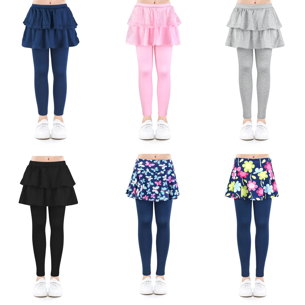 Leggings com Saia Calças para Crianças Algodão Crianças Meninas Culottes Render Flor Floral Impresso Elástico Lápis Calças 12 render calças para crianças flor floral impresso elástico lápis calças