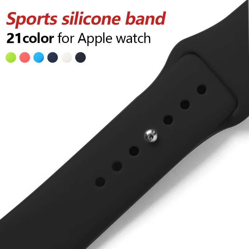 

Colorful Soft Silicone Sport Band For 38mm Apple Watch Series4 3 42mm Wrist Bracelet Strap For iWatch Sports