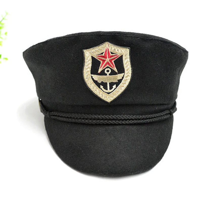 Осенне зимняя шерстяная фетровая Кепка Trilby плоская темно синяя европейская