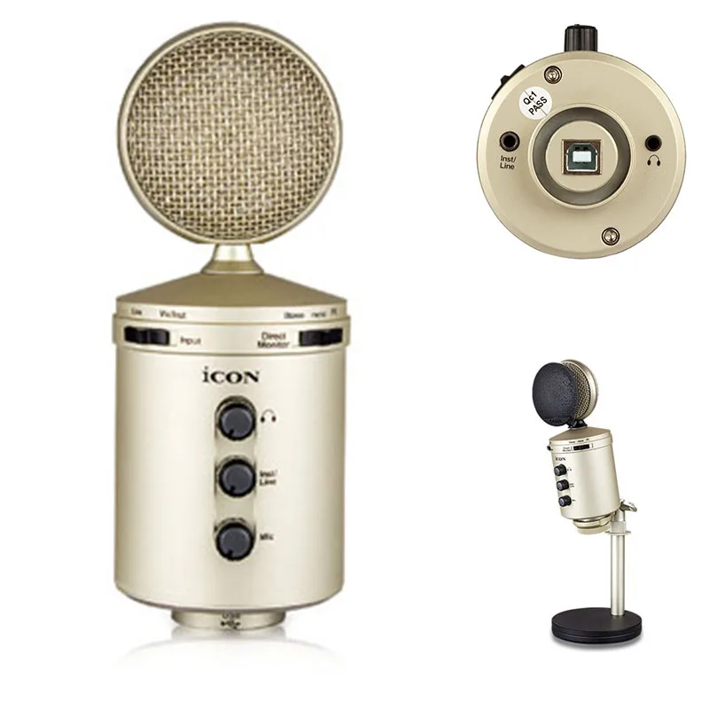 

iCON U24 large diaphragm USB recording microphone with sound card for podcasting,home studio/live recording