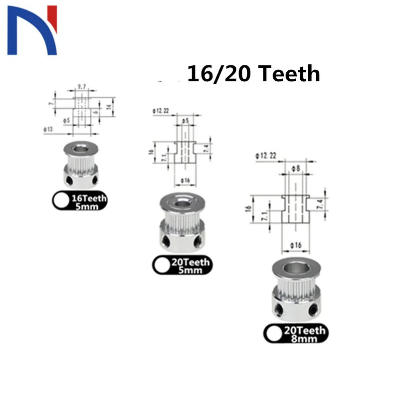 Детали для 3d принтера, аксессуар GT2, 20 зубьев, 20 зубьев, диаметр 5 мм/8 мм, шкив из алюминия, подходит для GT2-6mm, открытый ремень ГРМ GT2, шкив