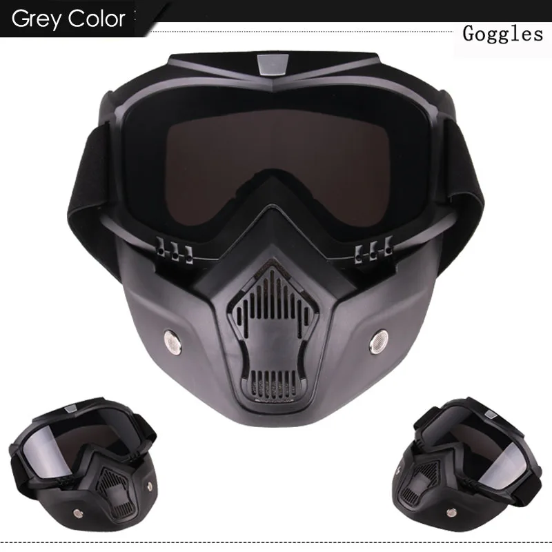 Windproof Safety Goggles Mask Removable Dust Proof UV Protection Bicycle Motorcycle Tactical Protective Eye Glasses Face Masks - Цвет: Grey