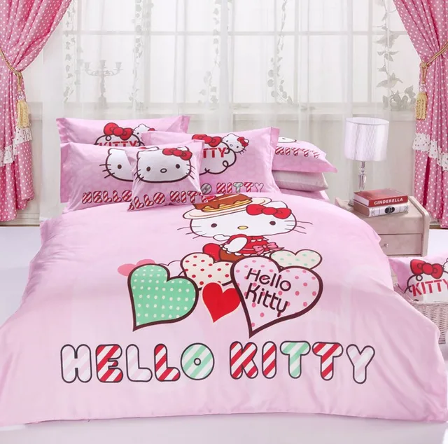 Free shipping! Pure cotton kids cartoon sheets set cute cat print