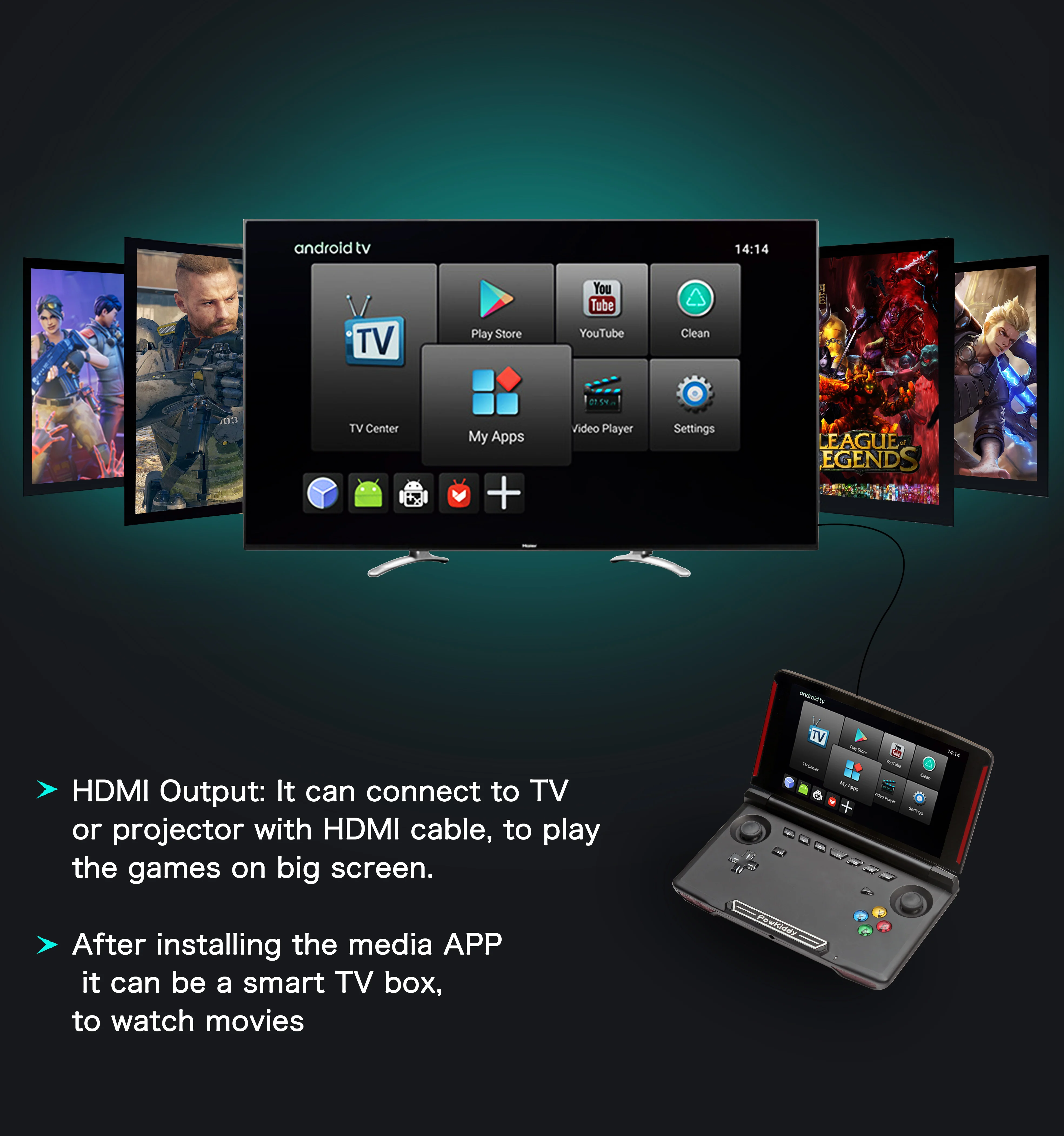 5,5 дюймов на базе Android портативная игровая консоль поддержка телефона игры ПК игры PUBG PS FC 16 smulaters HDMI выход также Смарт ТВ коробка