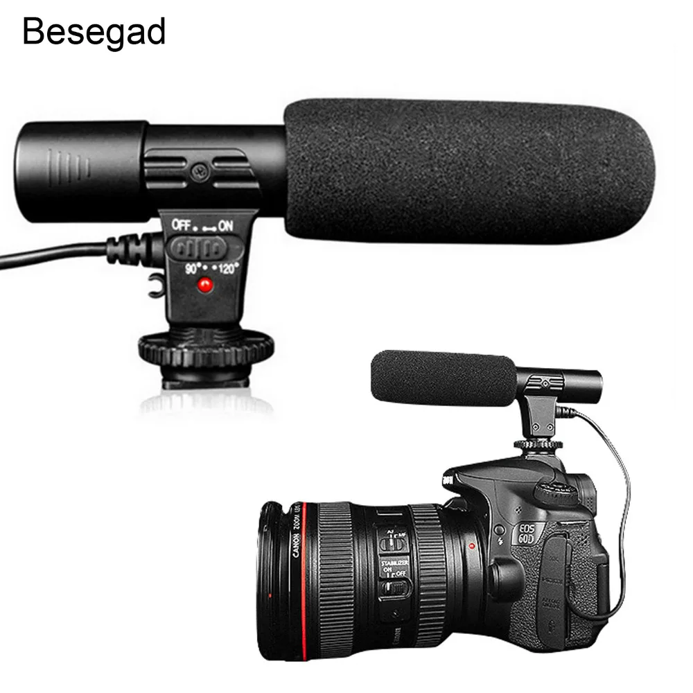Микрофон Besegad 3 5 мм для цифровой видеокамеры записывающий микрофон зеркальной