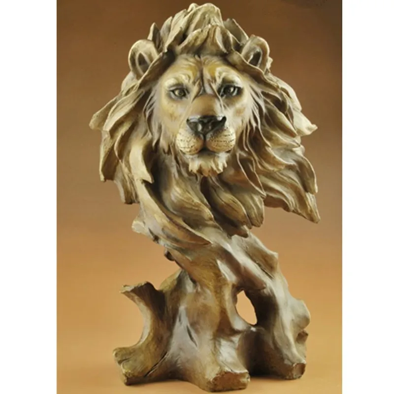 Моделирование животных художественная скульптура Статуэтка «голова льва» Смола искусство и ремесло украшение дома аксессуары L3263 - Цвет: Многоцветный