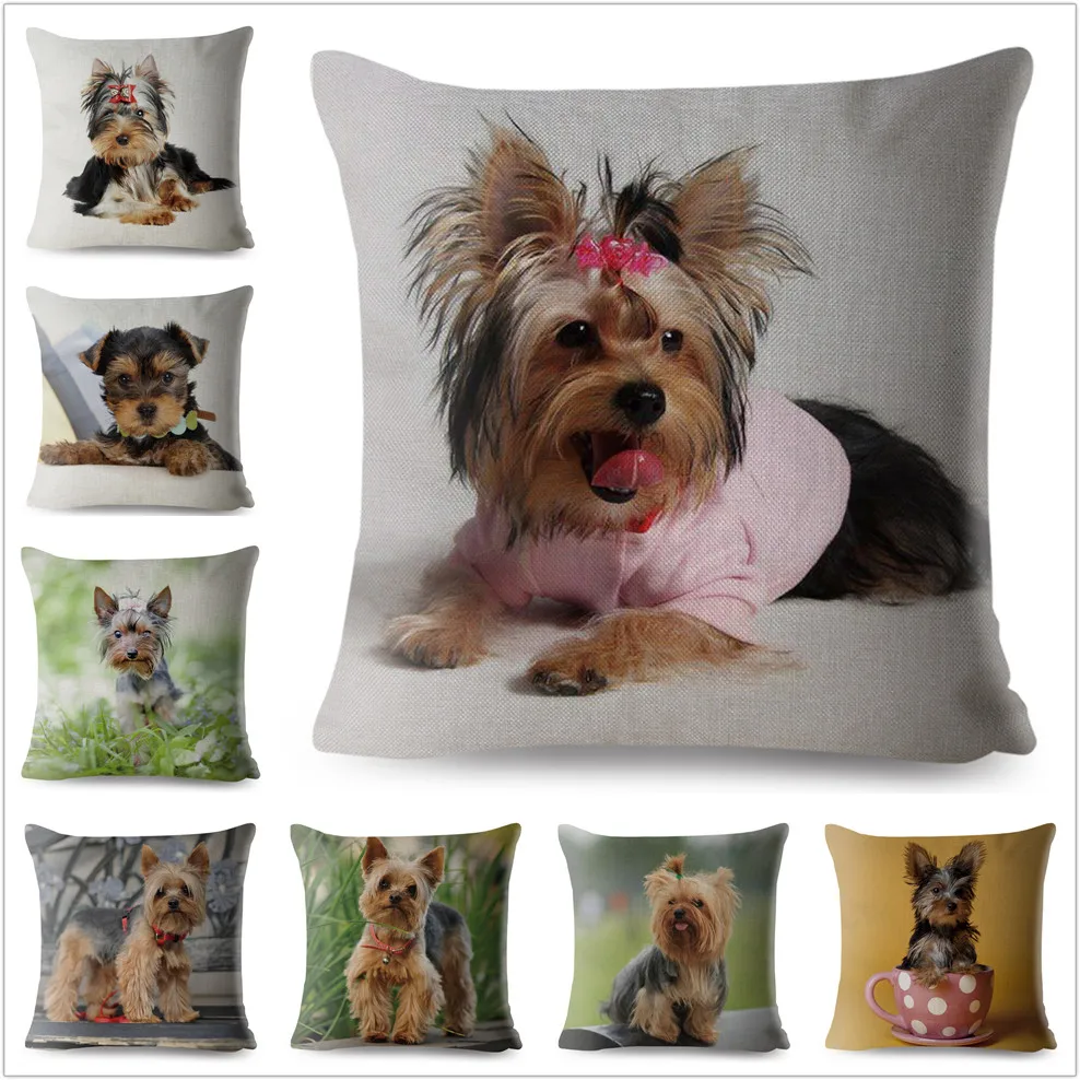 Cute Animal Dog Pillow Cover Yorkshire Terrier Cushion Covers 45*45