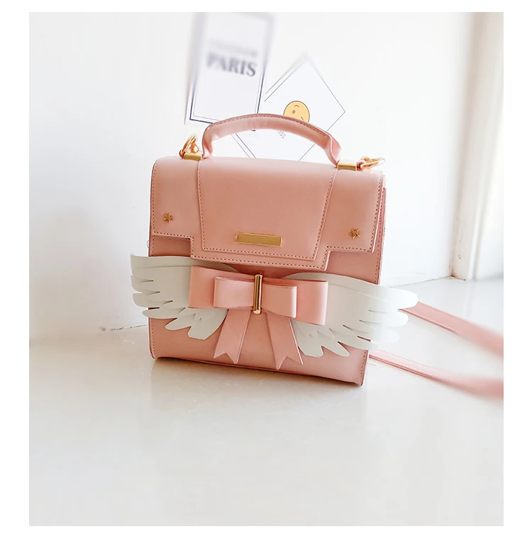 Модная милая сумка на плечо в стиле Лолиты с крыльями и бантом, женская сумка через плечо, женская сумка летучая мышь, дизайнерская сумка