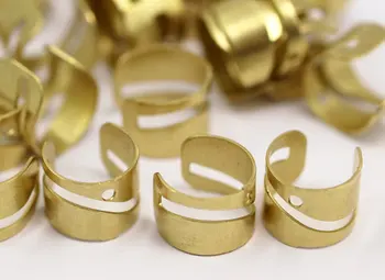 

20 Raw Brass Ear Cuffs with One Hole round findings (8x10 mm) mv2